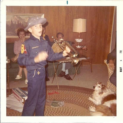 Fred even wears Rebel hat with Boiy Scout uniform